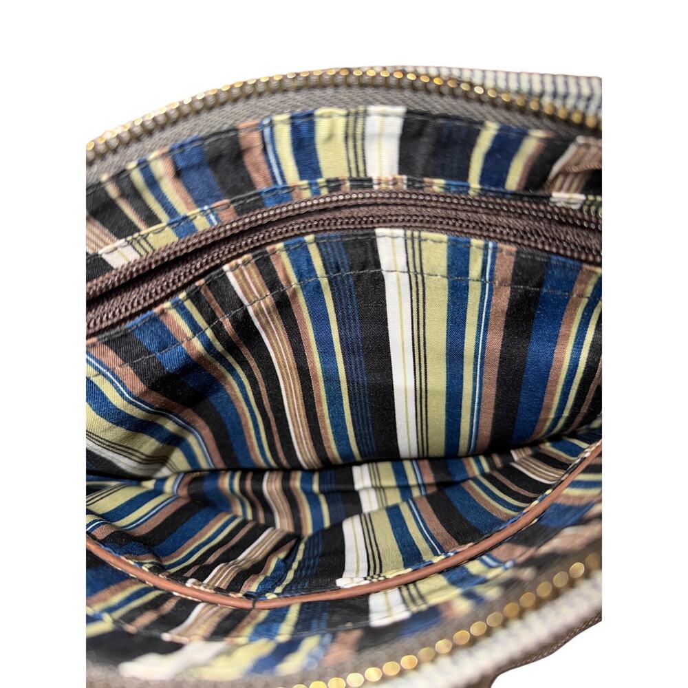 Jesslyn Blake Leather Canvas Crossbody Satchel Brown Convertible Messenger Bag - Picture 6 of 9
